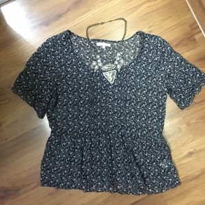 100% Silk Madewell Floral Blouse (WORN TWICE)